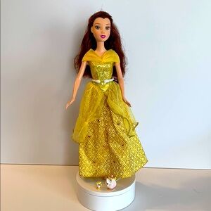 Disney Princess Belle Barbie Doll Gem Princess Mattel K6925 Gold Shimmer